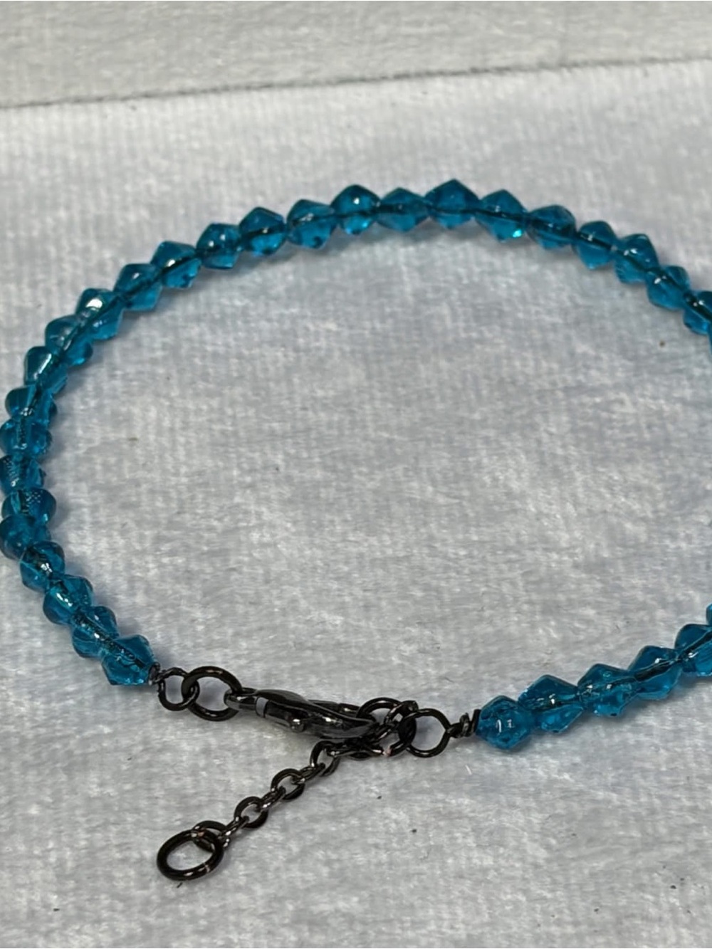Turquoise Blue Crystal Beaded Bracelet with Adjustable Clasp